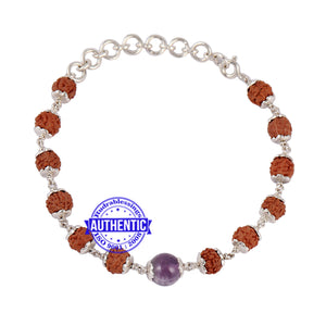 Amethyst Rudraksha Bracelet (Pure Silver)