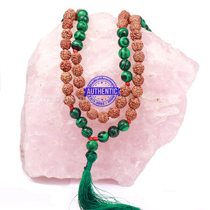 Malachite Stone + Rudraksha Mala