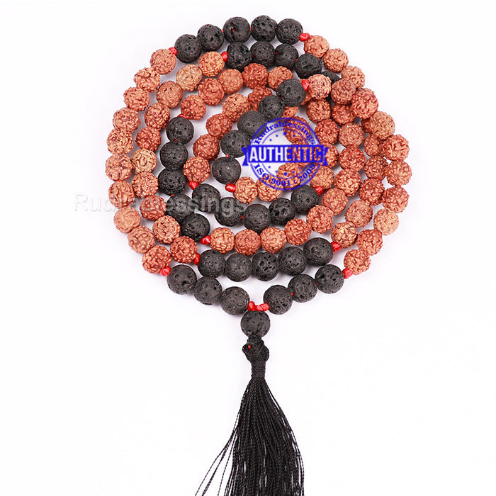 Lava Stone + Rudraksha Mala