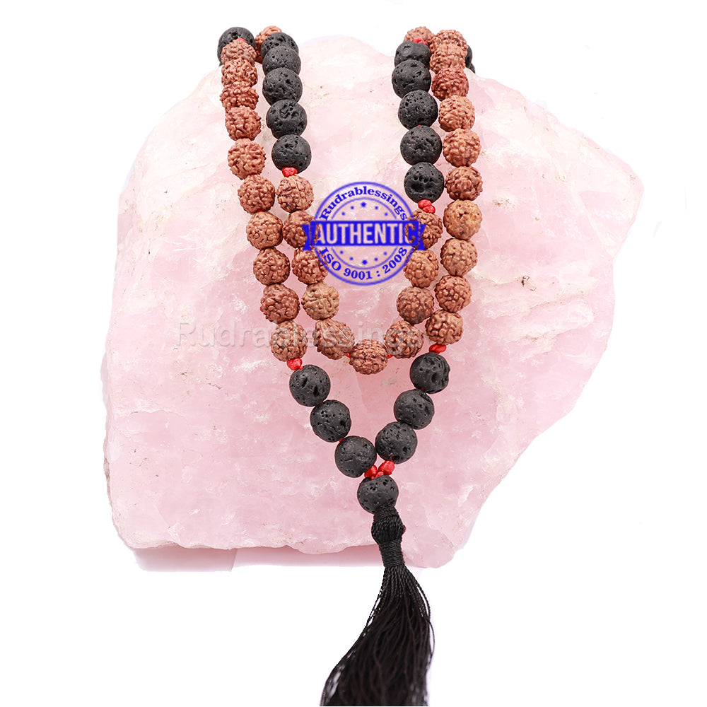 Lava Stone + Rudraksha Mala
