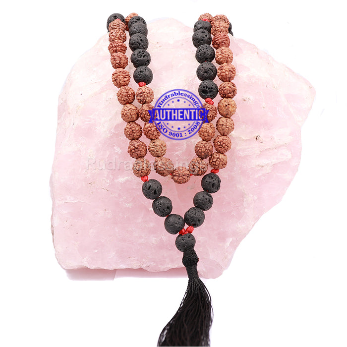 Lava Stone + Rudraksha Mala
