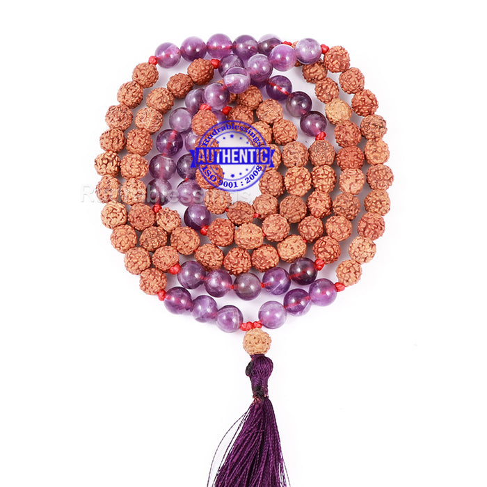 Amethyst Stone + Rudraksha Mala