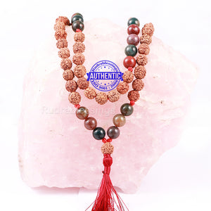 Mix Jasper Stone + Rudraksha Mala