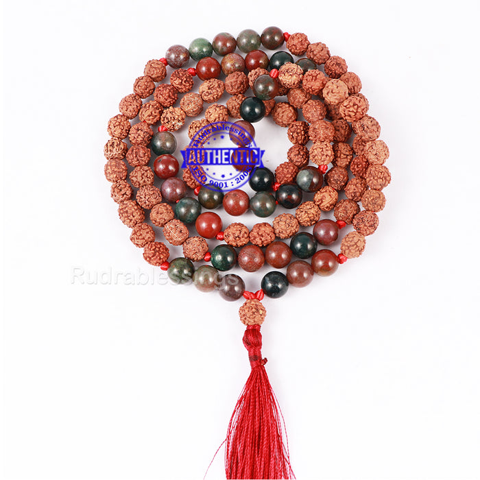 Mix Jasper Stone + Rudraksha Mala