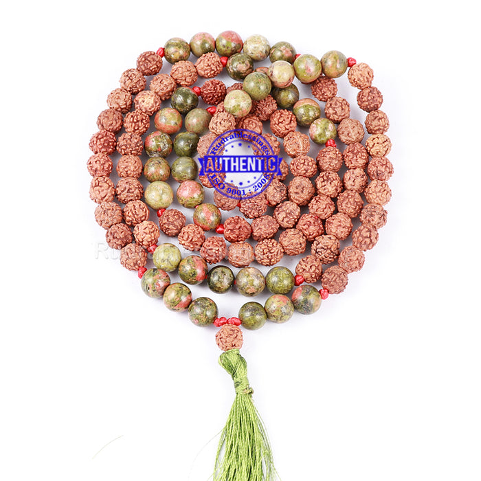 Unakite Stone + Rudraksha Mala