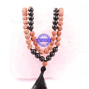 Black Tourmaline Stone + Rudraksha Mala