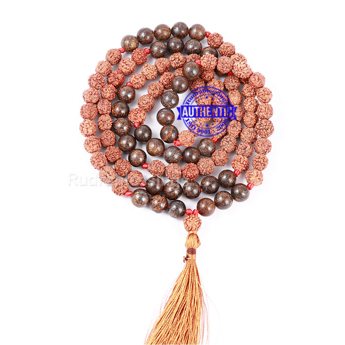 Bronzite Stone + Rudraksha Mala