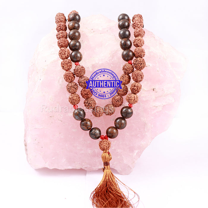 Bronzite Stone + Rudraksha Mala