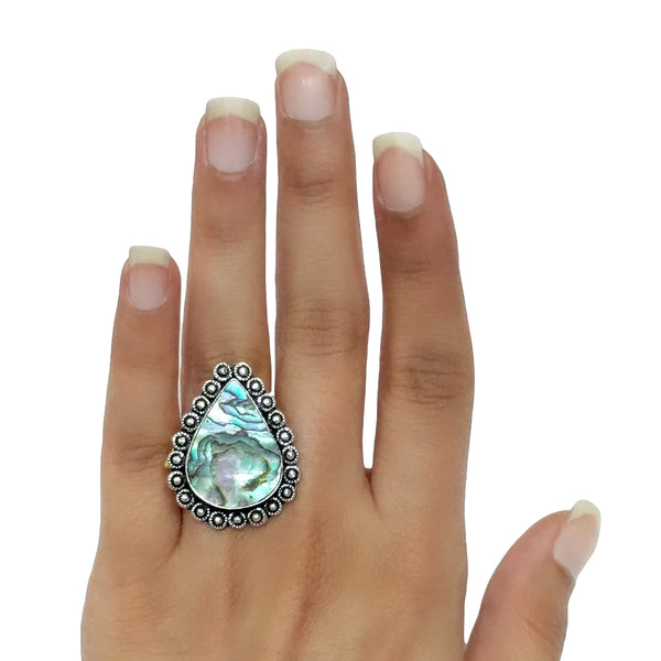 Green Abalone Ring - 23