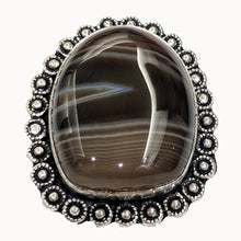 Load image into Gallery viewer, Banded Black Agate Ring - 44
