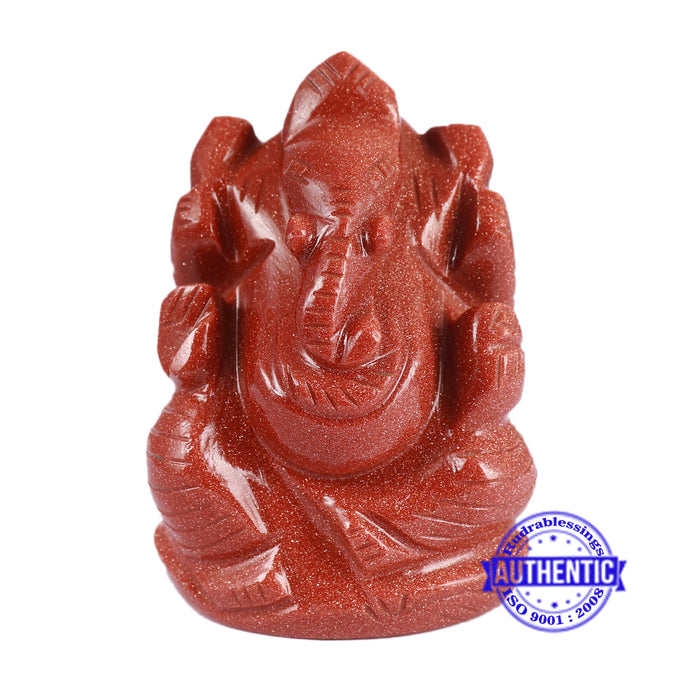 Red Sunstone Ganesha Statue - 123