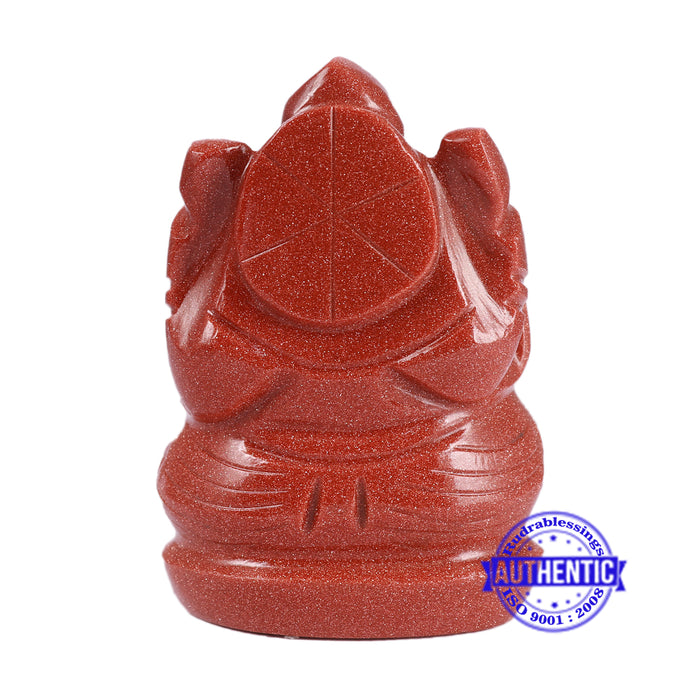 Red Sunstone Ganesha Statue - 123